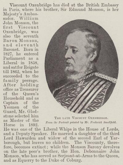 The late Viscount Oxenbridge by Frederick Smallfield